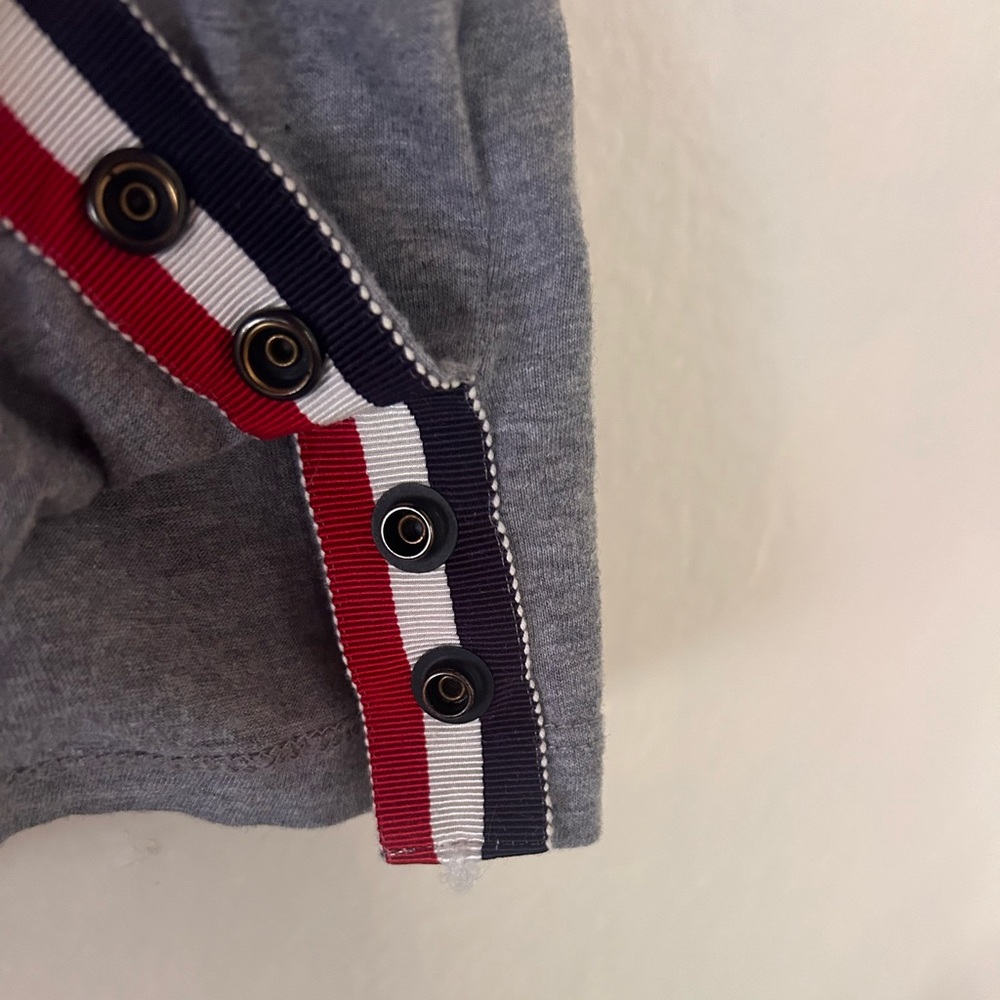 Moncler Gamma Bleu Striped Pocket T-Shirt Gray Cotton Made In Italy Sz Medium - Picture 5 of 7